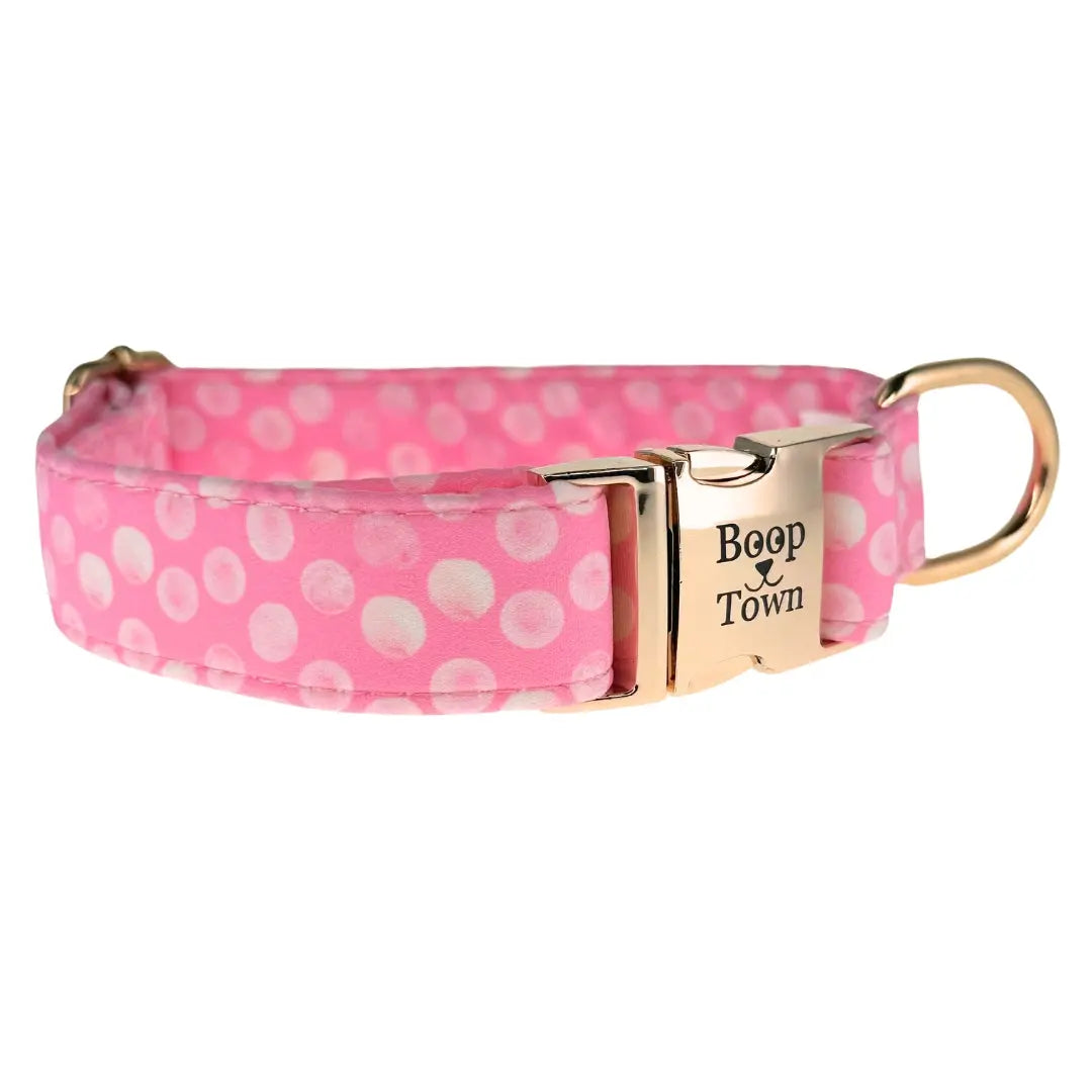 Boop Town Soft Cotton Dog Collar - Anti-Hair Matting & Durable Nylon Core - Quick Release Metal Buckle - Adjustable for Small Medium Large XL Dogs - Gold Tone Hardware Outdoorfun