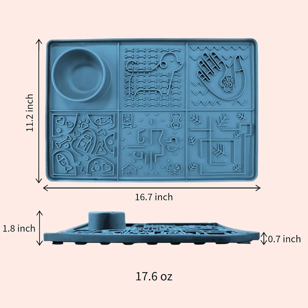 Dog Lick Mat, Large 11.2 X 16.7 in Slow Feeder with Strong Suction, Blue | Anxiety Relief Enrichment Toy for Peanut Butter. Reduces Boredom during Bathing, Grooming & Training for Dogs and Cats.