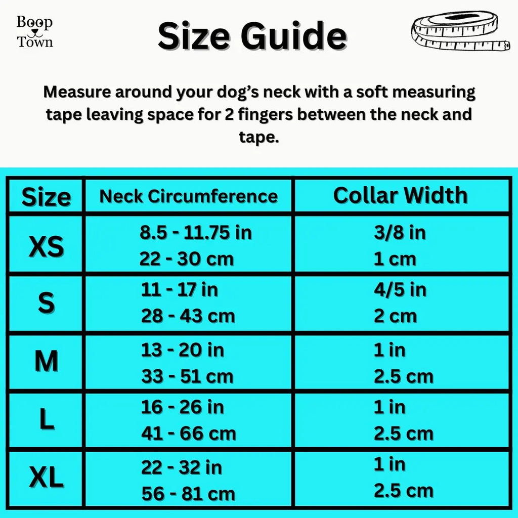 Boop Town Soft Cotton Dog Collar - Anti-Hair Matting & Durable Nylon Core - Quick Release Metal Buckle - Adjustable for Small Medium Large XL Dogs - Gold Tone Hardware Outdoorfun