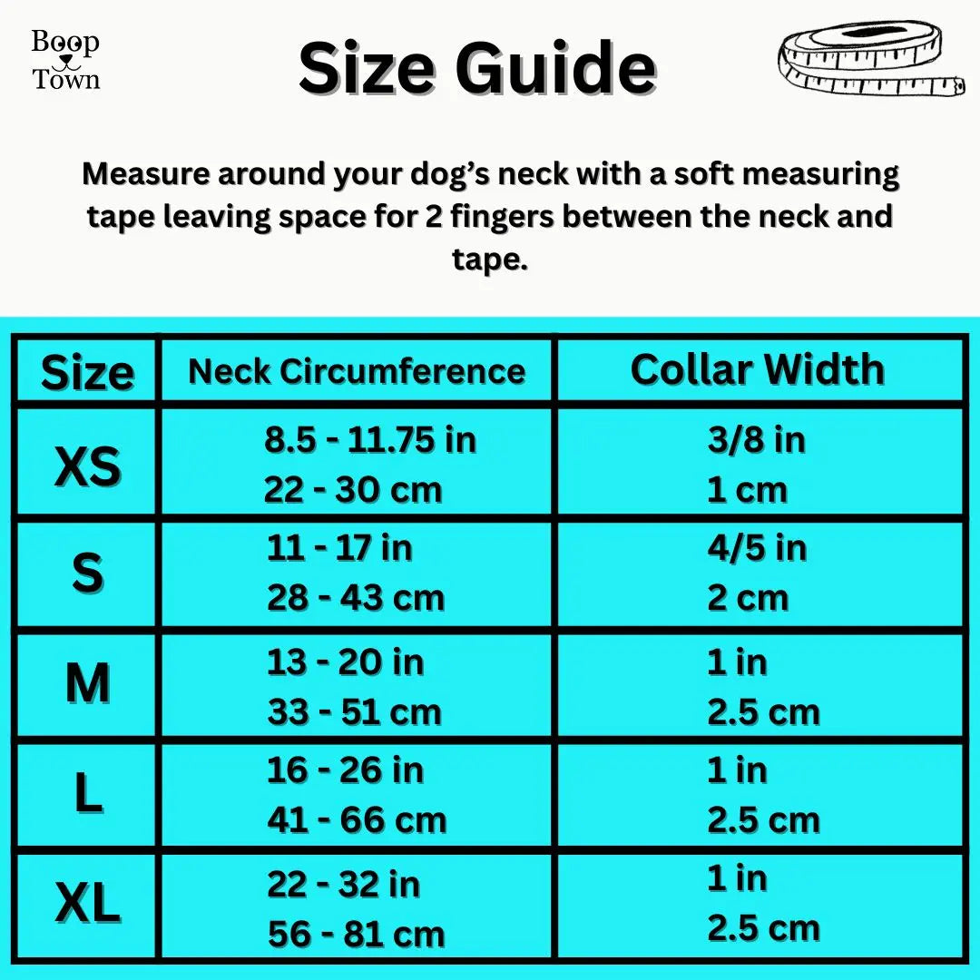 Boop Town Soft Cotton Dog Collar - Anti-Hair Matting & Durable Nylon Core - Quick Release Metal Buckle - Adjustable for Small Medium Large XL Dogs - Gold Tone Hardware Outdoorfun