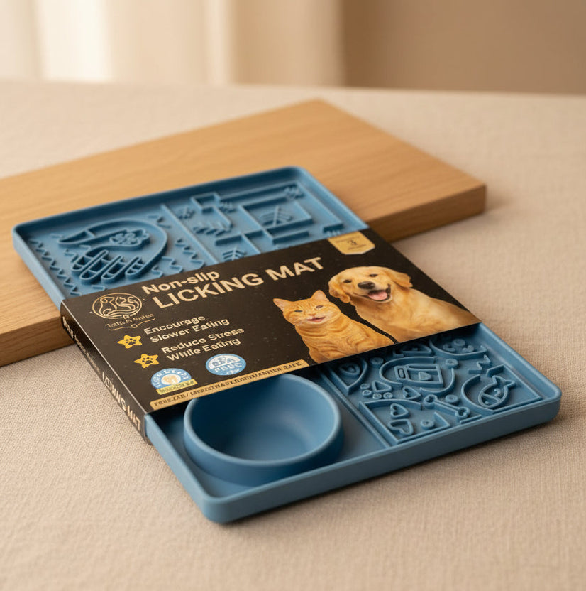 Dog Lick Mat, Large 11.2 X 16.7 in Slow Feeder with Strong Suction, Blue | Anxiety Relief Enrichment Toy for Peanut Butter. Reduces Boredom during Bathing, Grooming & Training for Dogs and Cats.