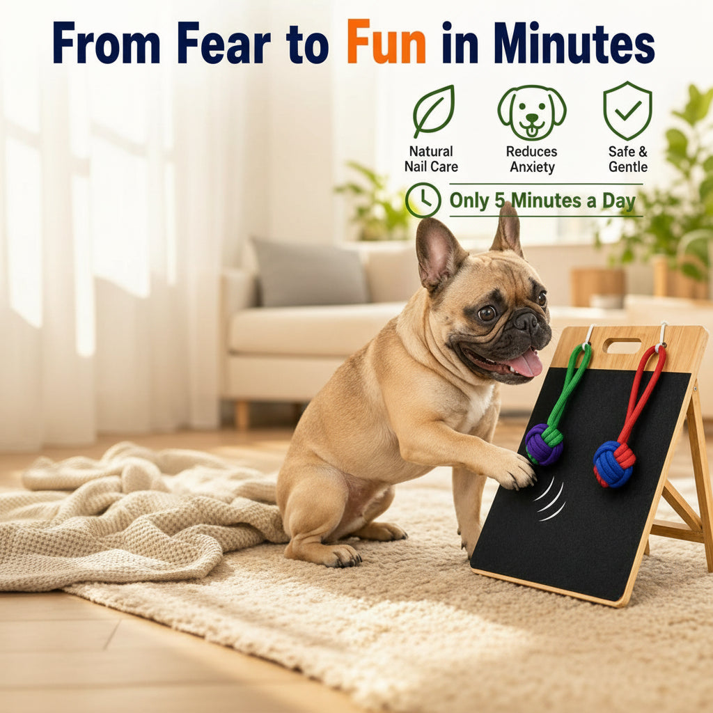 Dog Scratch Board for Nails – Bamboo Dog Nail File Board with Replaceable Sandpaper, Rope Toys, Stress-Free Natural Dog Nail Care Alternative for Anxious, Rescue & Clipper-Shy Dogs