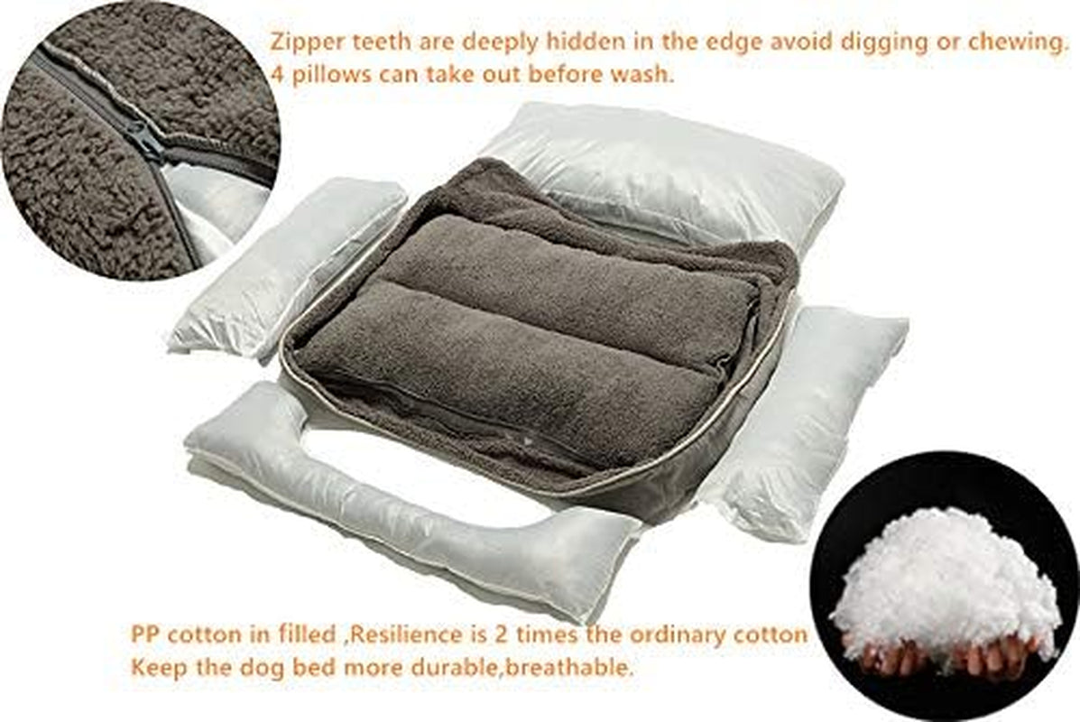 Rectangle Dog Bed Dog Beds for Small Dog Medium Dog Large Dog Washable Sleep Warm Dog Bed with Anti-Slip Bottom (Medium, Grey)