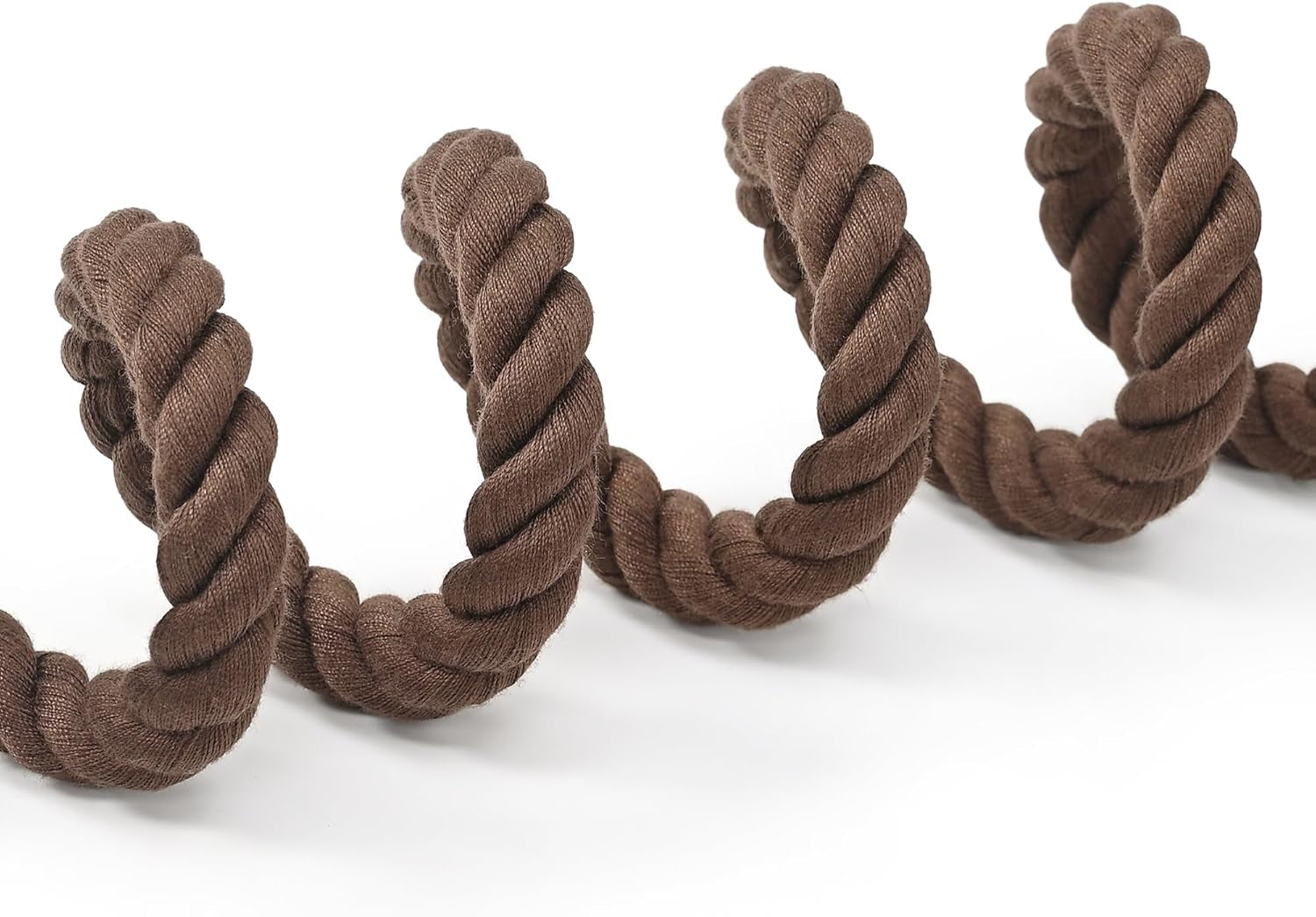 Dog Leash Braided Cotton Rope with Leather-Reinforced Ends | Rust-Proof 360° Swivel Clasp, Heavy-Duty for Medium/Large Dogs. Great for Weddings, Daily Walks (4 FT, 1/2", Dark Brown)