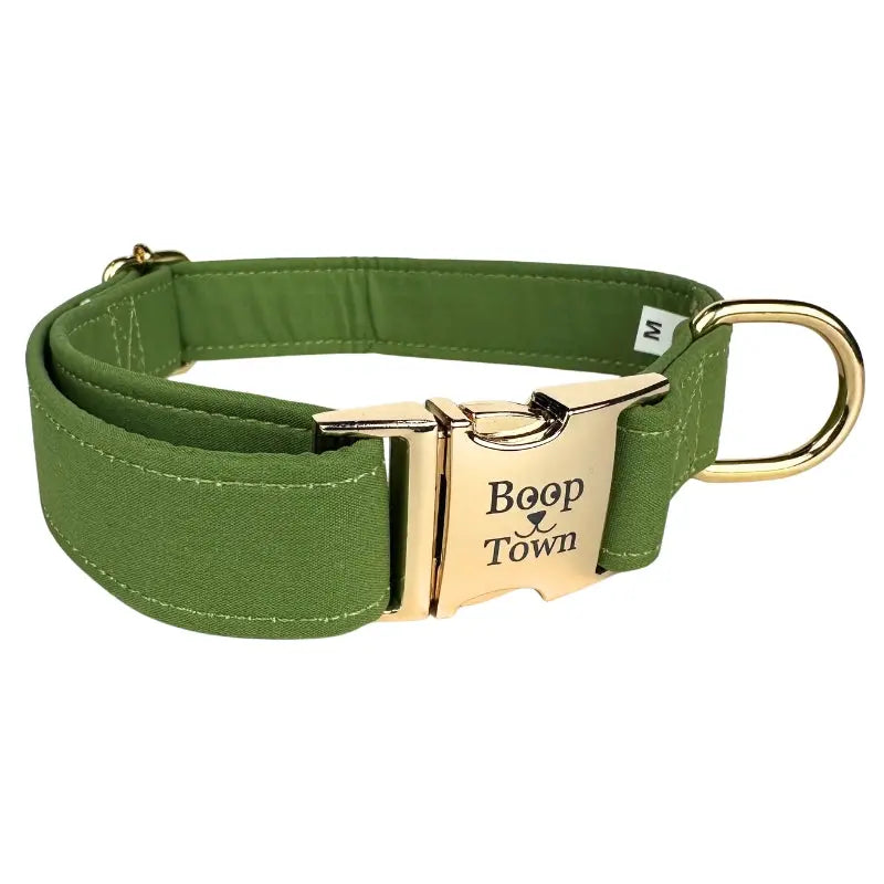 Boop Town Soft Cotton Dog Collar - Anti-Hair Matting & Durable Nylon Core - Quick Release Metal Buckle - Adjustable for Small Medium Large XL Dogs - Gold Tone Hardware Outdoorfun