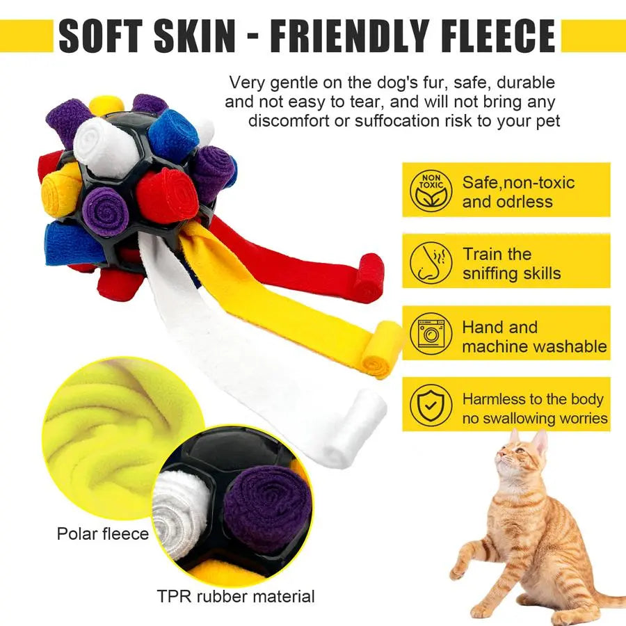 Dog Snuffle Ball Toy, Food-Dispensing Interactive Training Ball for Dogs