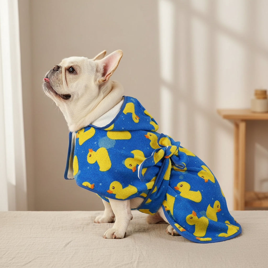HDE Dog Bathrobe with Hood for Quick Drying Towel - Lightweight Cozy Grooming Supplies for Puppy Travel & Outdoor Adventures