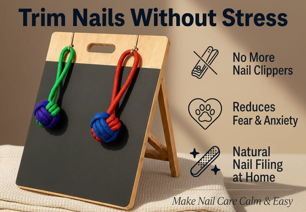 Dog Scratch Board for Nails – Bamboo Dog Nail File Board with Replaceable Sandpaper, Rope Toys, Stress-Free Natural Dog Nail Care Alternative for Anxious, Rescue & Clipper-Shy Dogs